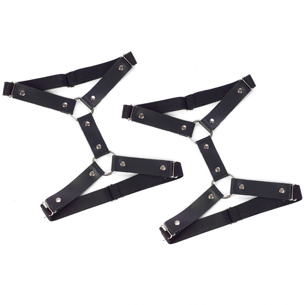 Чокеры, портупеи - Гартеры на ногу из натуральной кожи Art of Sex - Kristina Leg Garters (2 шт), цвет Черный 2