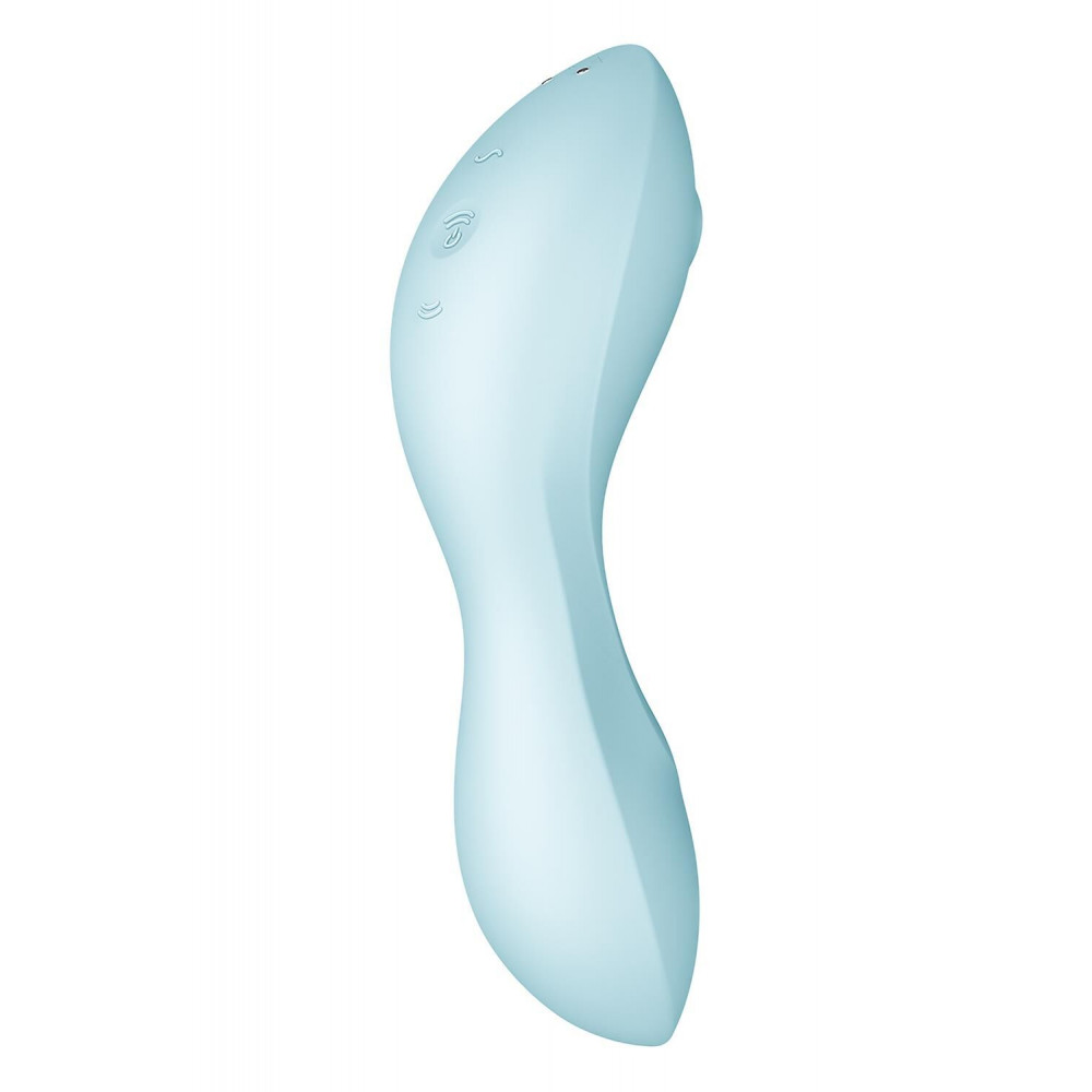 Вибраторы вакуумные - Вакуумный смарт-стимулятор с вибрацией Satisfyer Curvy Trinity 5 (Blue), управление со смартфона 3