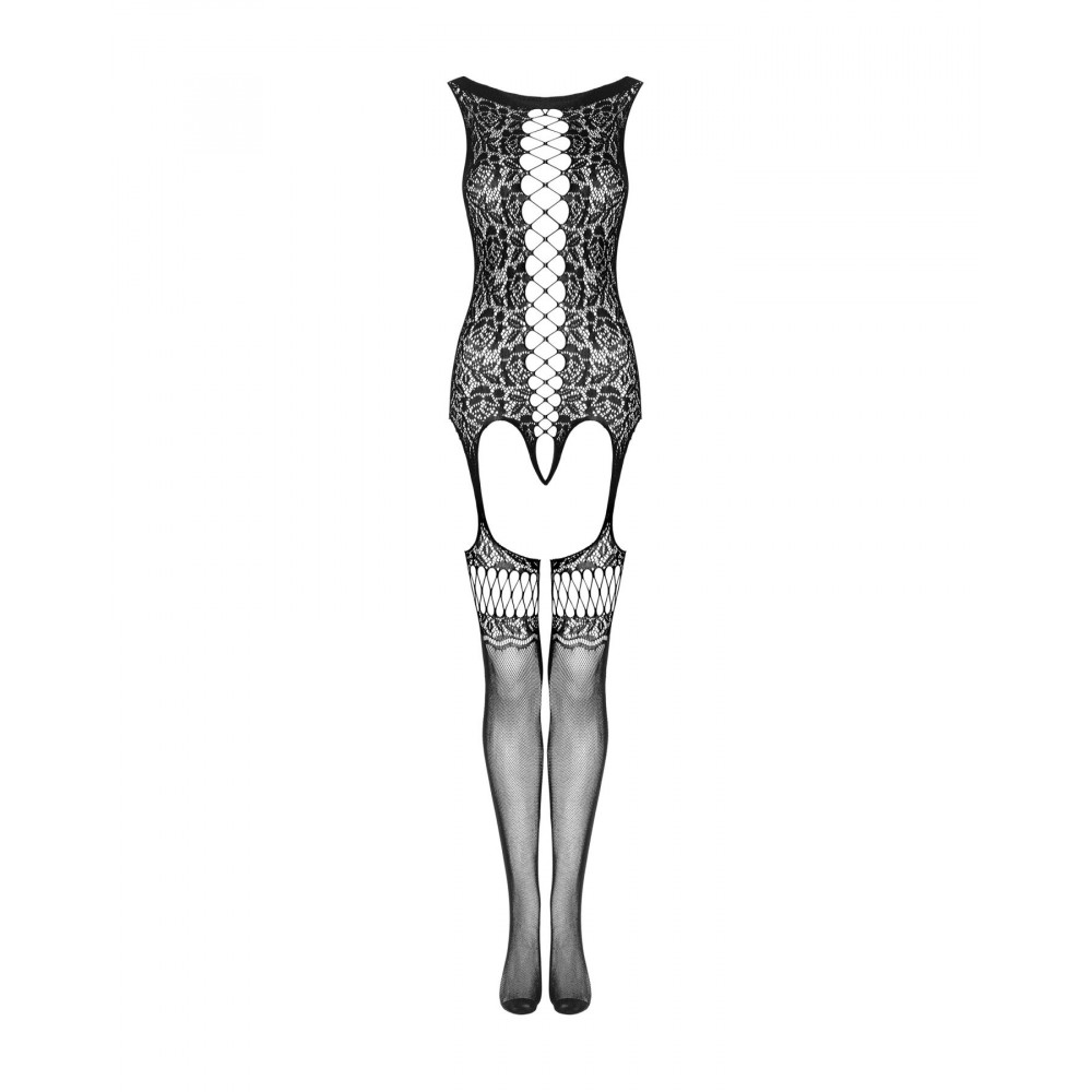 Бодистокинг - Бодистокинг Obsessive Bodystocking F236 S/Ml/L, глубокое декольте, имитация шнуровки 2