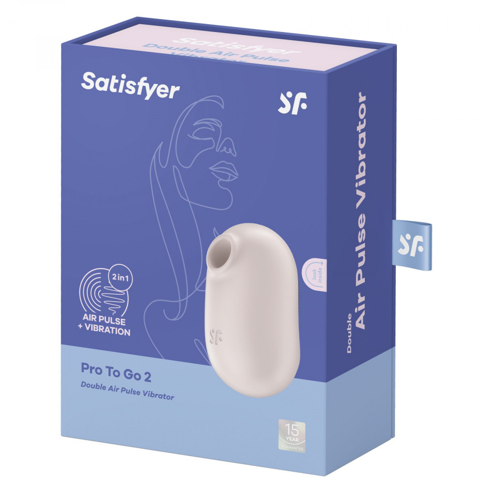 Вибраторы вакуумные - Вакуумный стимулятор с вибрацией Satisfyer Pro To Go 2 Beige 1