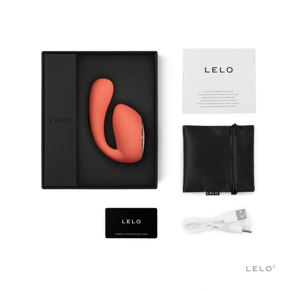 Вибраторы для пар - Смарт-вибратор LELO Ida Wave Coral Red, вагинально-клиторальный, технология WaveMotion, 2 мотора 2