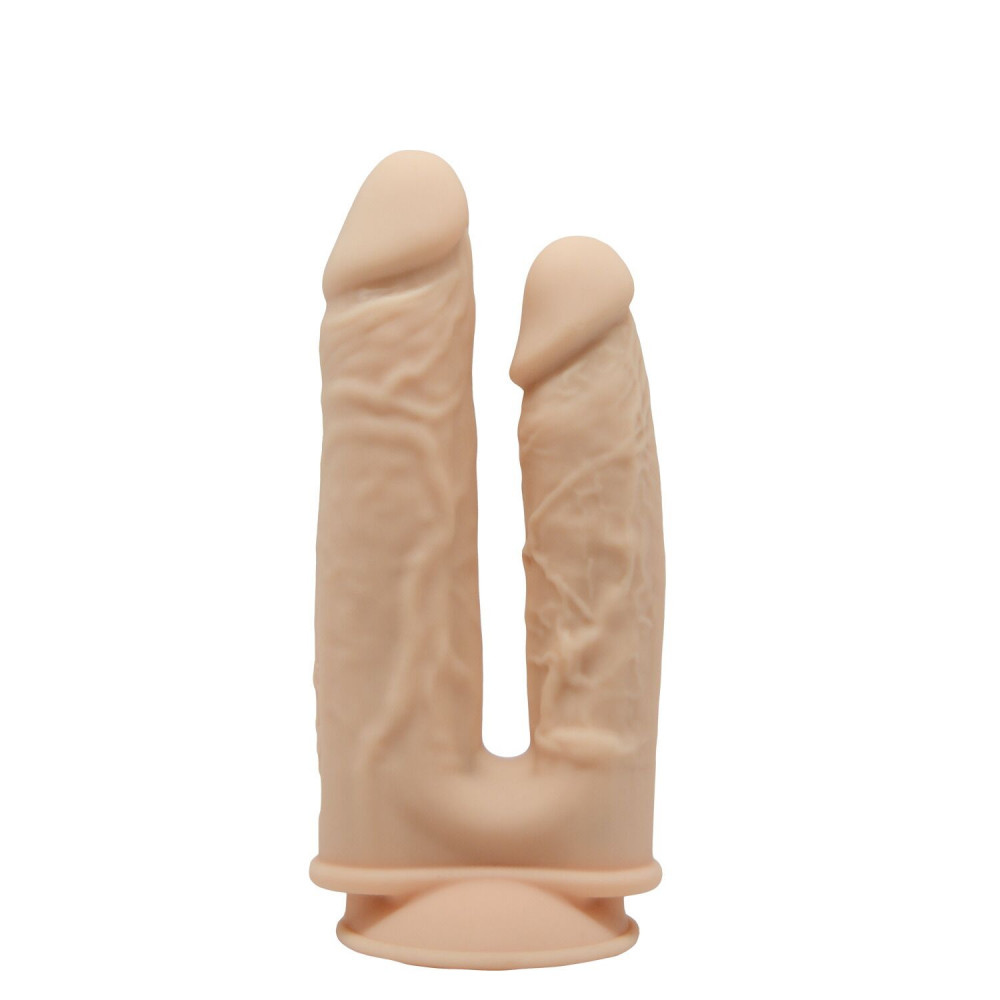 Фаллоимитаторы с вибрацией - Двойной фаллоимитатор с вибрацией SilexD Double Gusto Vibro Flesh (Model 1 size 8