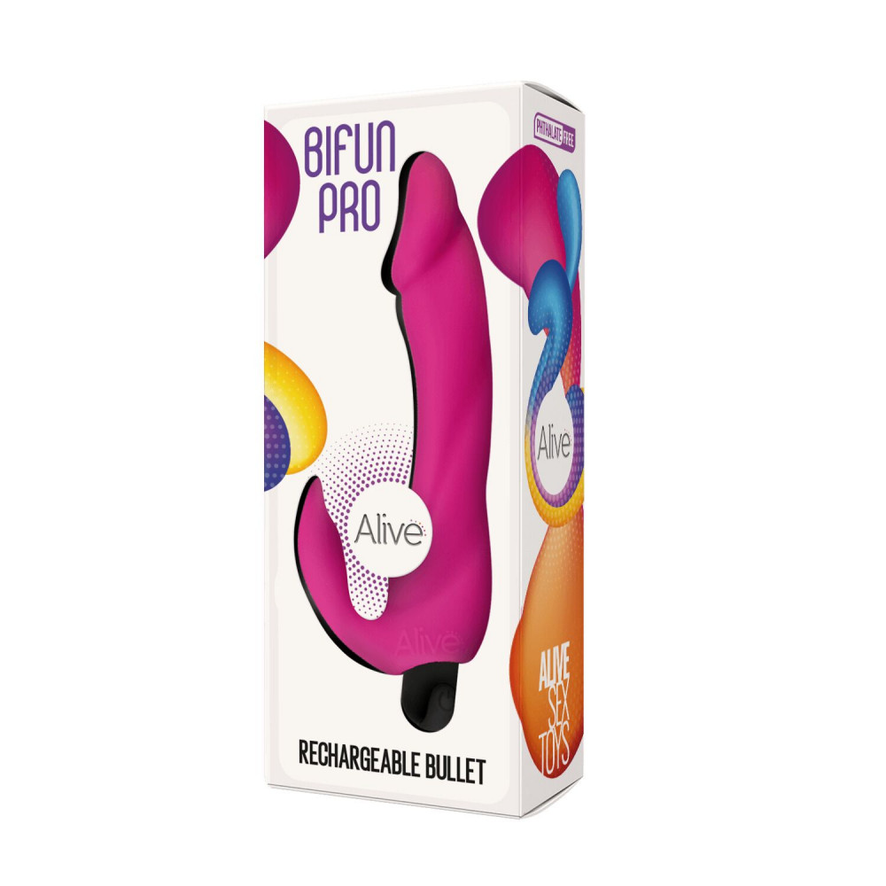 Вибратор-кролик - Вибратор вагинально-клиторальный Alive Bifun Pro, Pink, перезаряжаемый 1