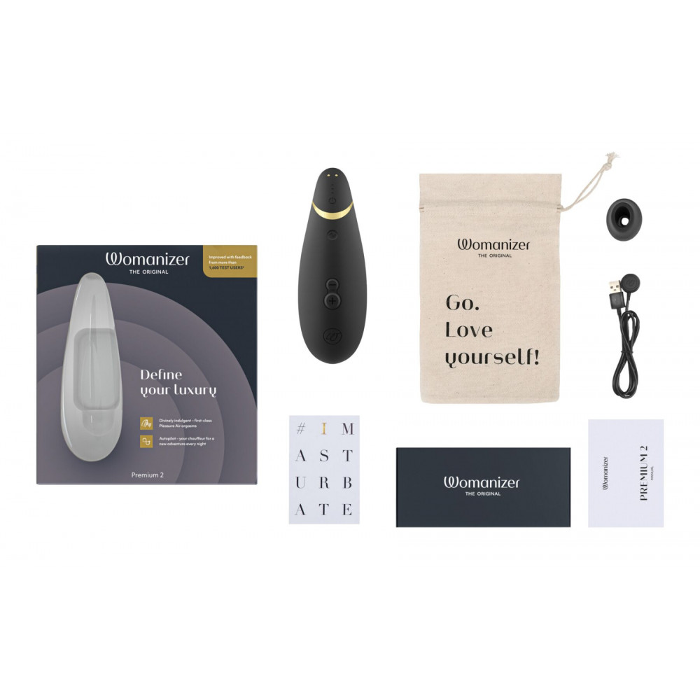 Вибраторы вакуумные - Вакуумный клиторальный стимулятор Womanizer Premium 2 - Black, функции Autopilot и Smart Silence 4