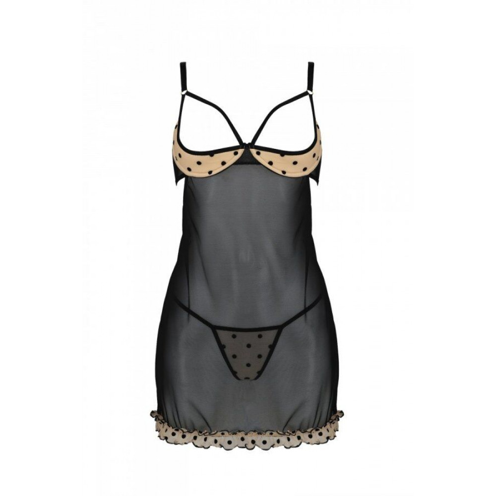 Эротические пеньюары и сорочки - Пеньюар MARINA CHEMISE beige XXL/XXXL - Passion 2
