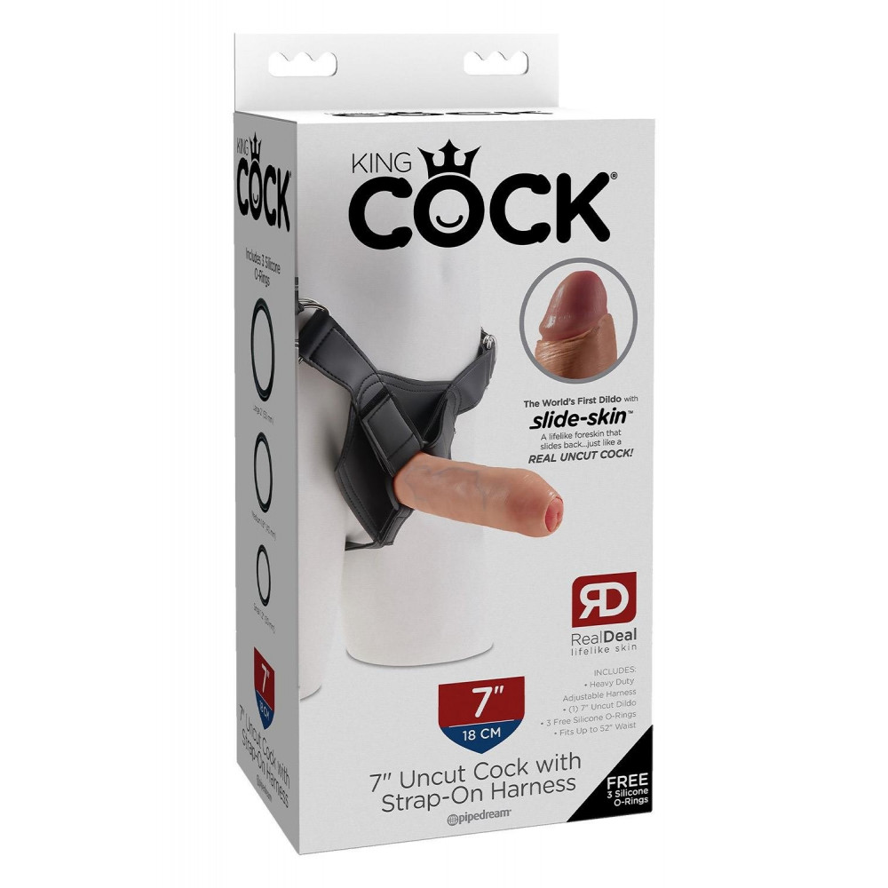 Секс игрушки - Страпон с ременной системой Pipedream King Cock, бежевый 7