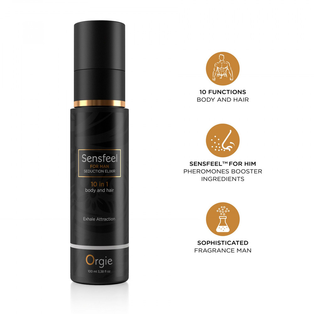 Интимная косметика - Лосьон с феромонами для тела и волос Orgie – Sensfeel Seduction Elixir 10 in 1 for Man (100 мл) 2