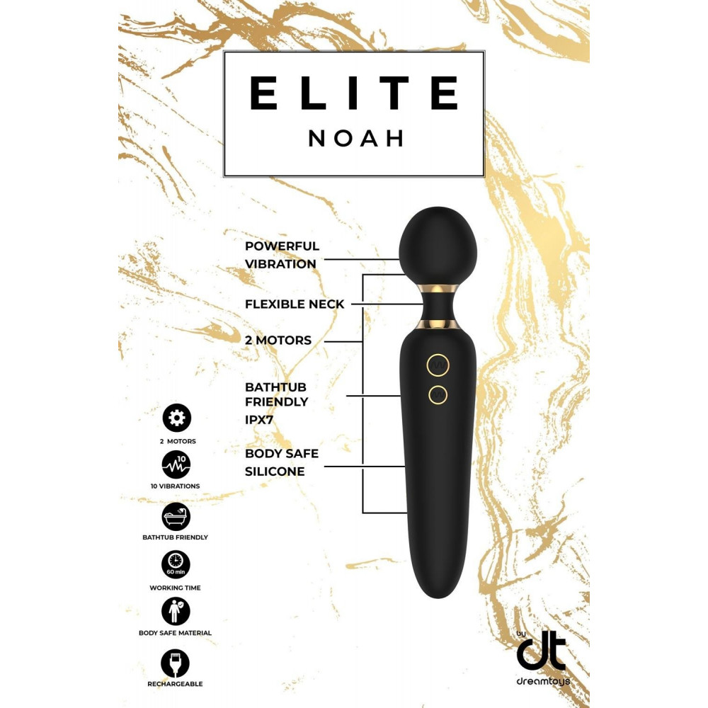 Секс игрушки - Вибратор микрофон универсальный двухсторонний Dream Toys Elite Noah с 2-мя моторами, черный 5