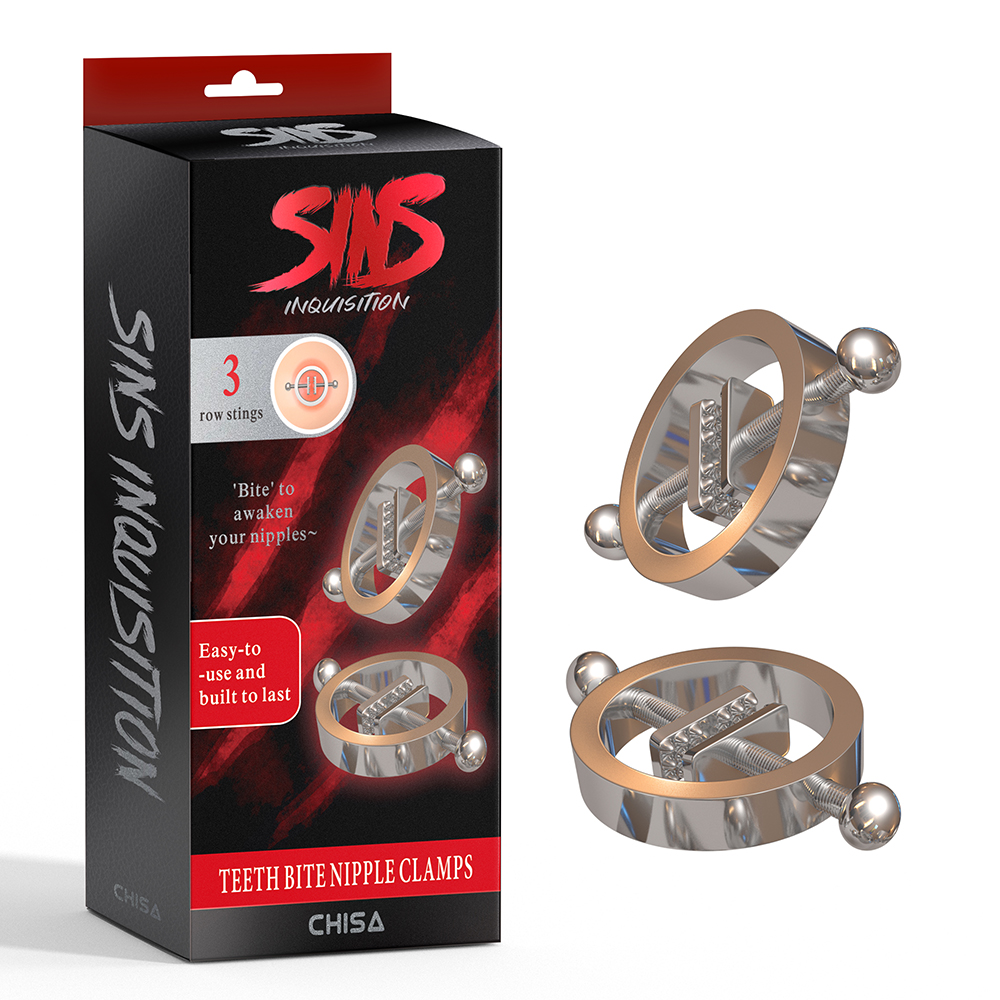  - Зажимы для сосков Chisa Sins Inquisition Teeth Bite Nipple Clamps, серебристые