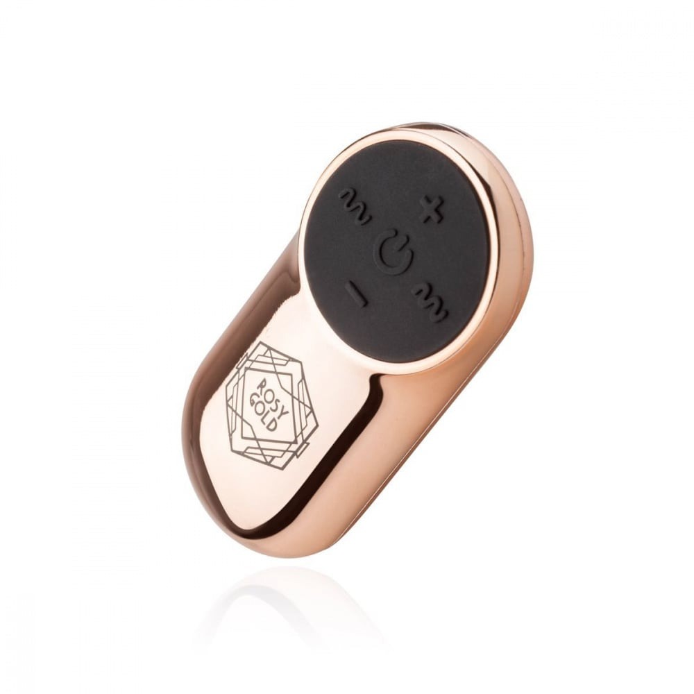 Вагинальные шарики - Виброяйцо с пультом управления на батарейках Rosy Gold-New Vibrating Egg 3