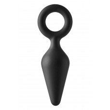 Анальная пробка черная Dreamtoys FANTASSTIC с кольцом, Medium