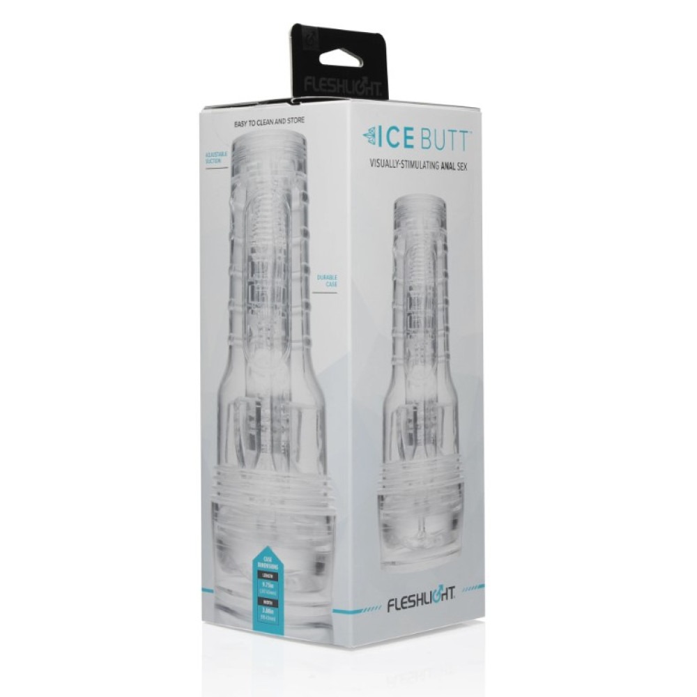Секс игрушки - Мастурбатор анус в колбе, киберкожа Fleshlight Ice Butt Crystal, прозрачный 4
