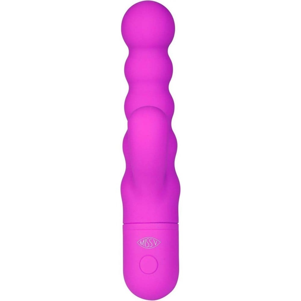 Вибратор-кролик - Вибратор-кролик рельефный Double Up Miss V, фиолетовый 3