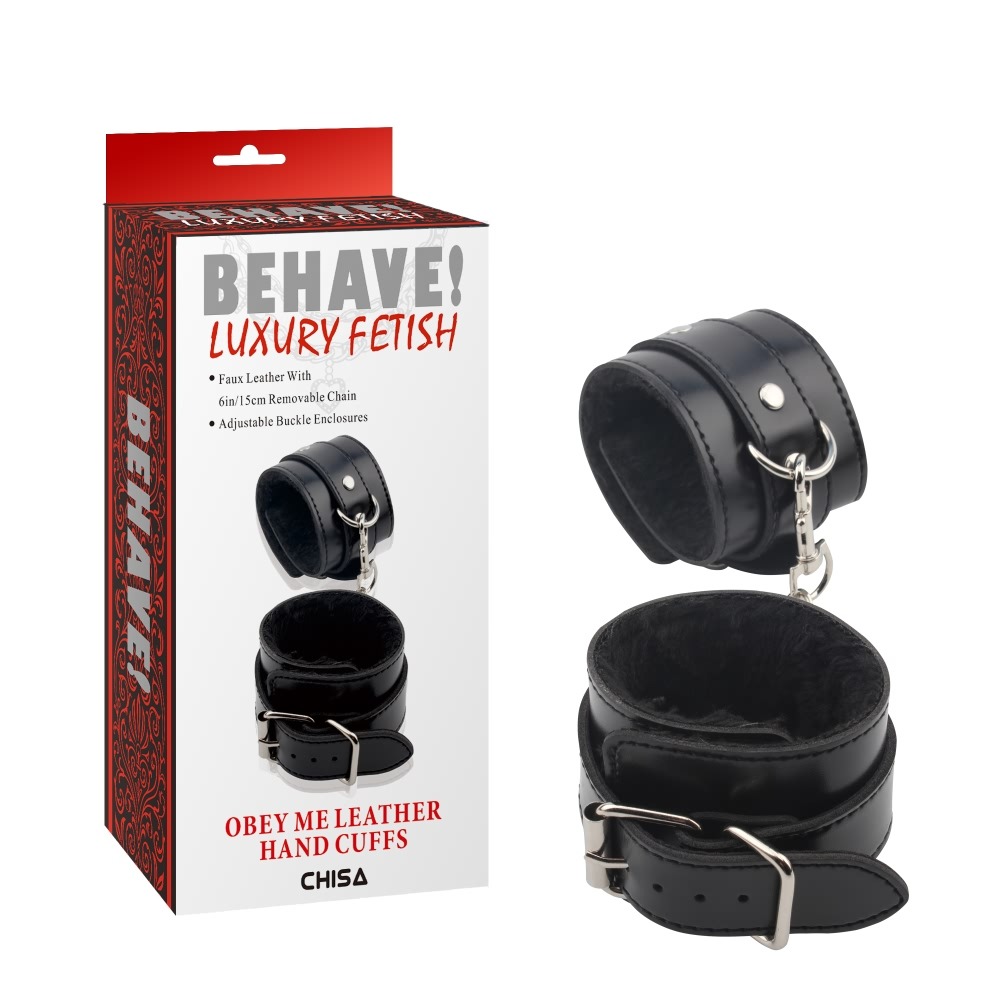 БДСМ игрушки - Наручники с мехом Chisa Behave! Luxury Fetish и серебристой фурнитурой