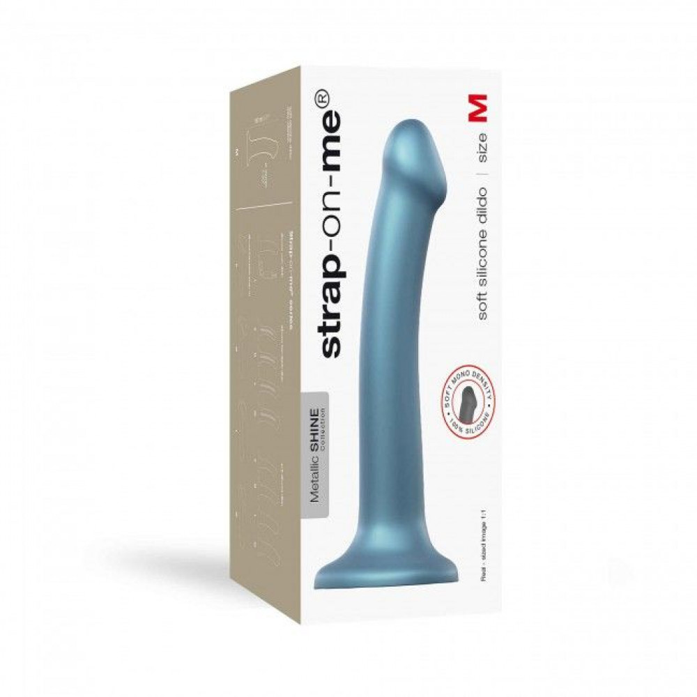 Страпон - Насадка для страпона Strap-On-Me Mono Density Dildo Blue M, диам. 3,3см, однослойный силикон, гибкий 3
