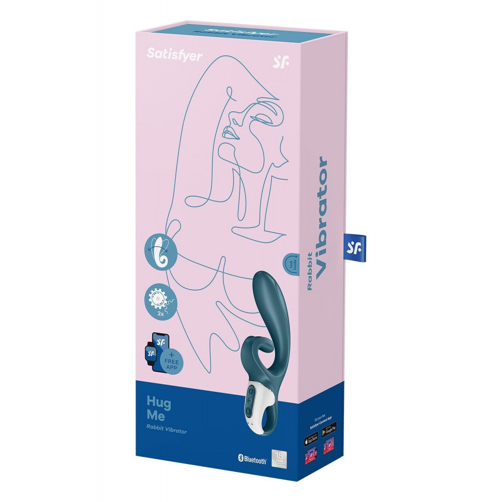 Вибратор-кролик - Смарт вибратор кролик Satisfyer Hug Me Bluegrey, 2 мотора, диаметр 4,2см, широкая клиторальная часть 1