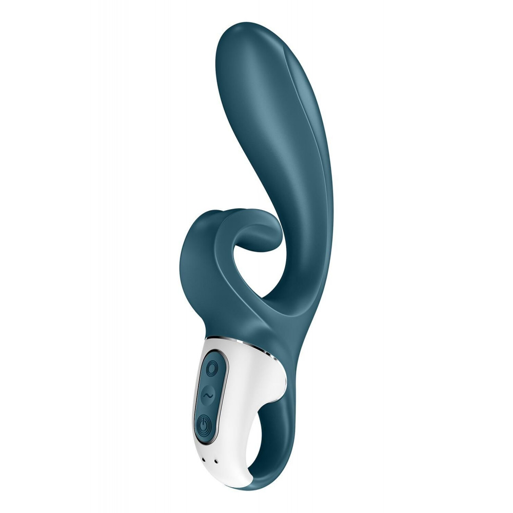 Вибратор-кролик - Смарт вибратор кролик Satisfyer Hug Me Bluegrey, 2 мотора, диаметр 4,2см, широкая клиторальная часть 4