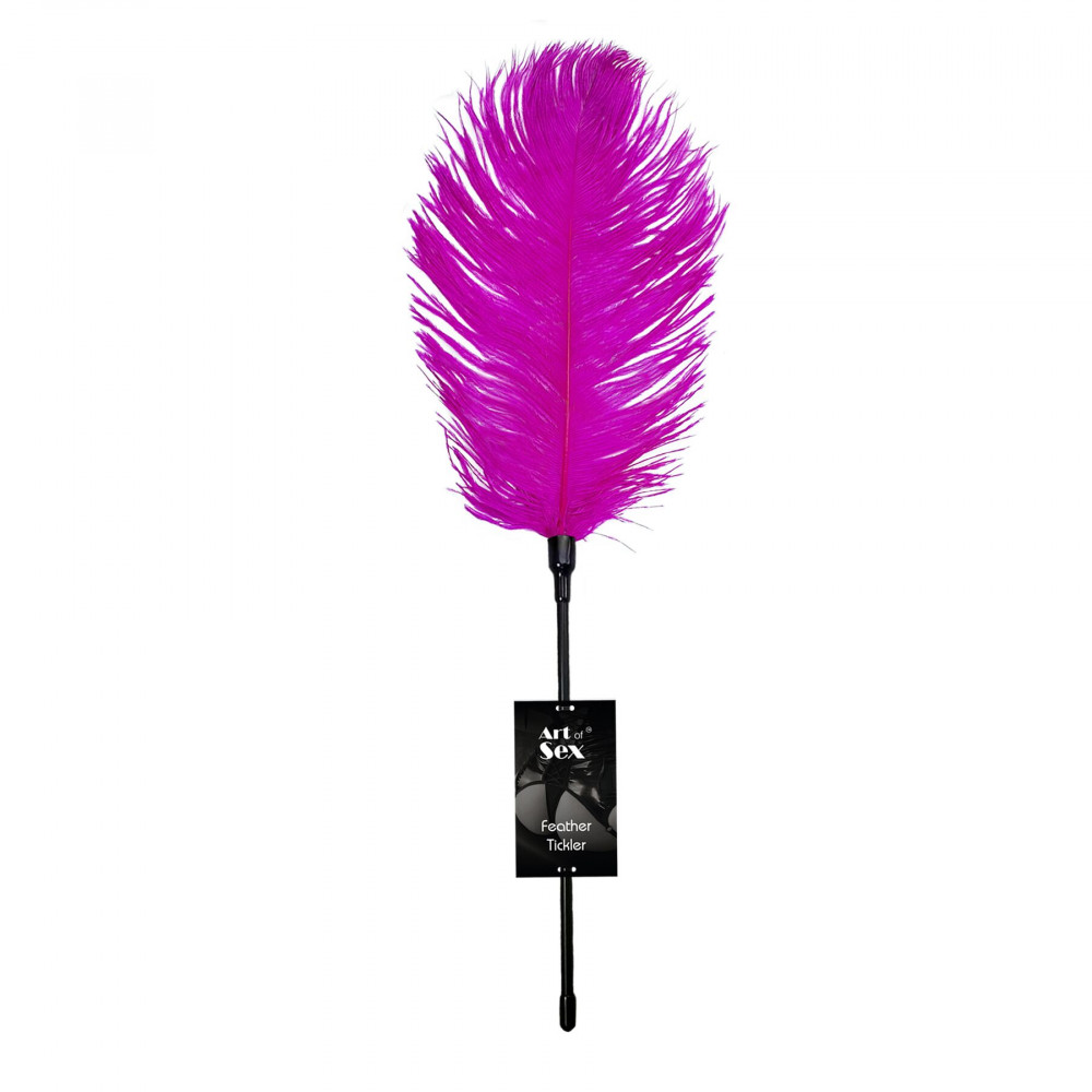 Плети, стеки, флоггеры, тиклеры - Щекоталка со страусиным пером  Art of Sex - Feather Tickler, цвет Темно-розовый 2