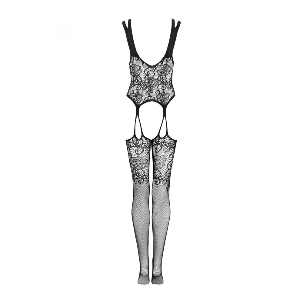 Бодистокинг - Бодистокинг Obsessive Bodystocking F237 S/M/L, растительное плетение, имитация чулок 1