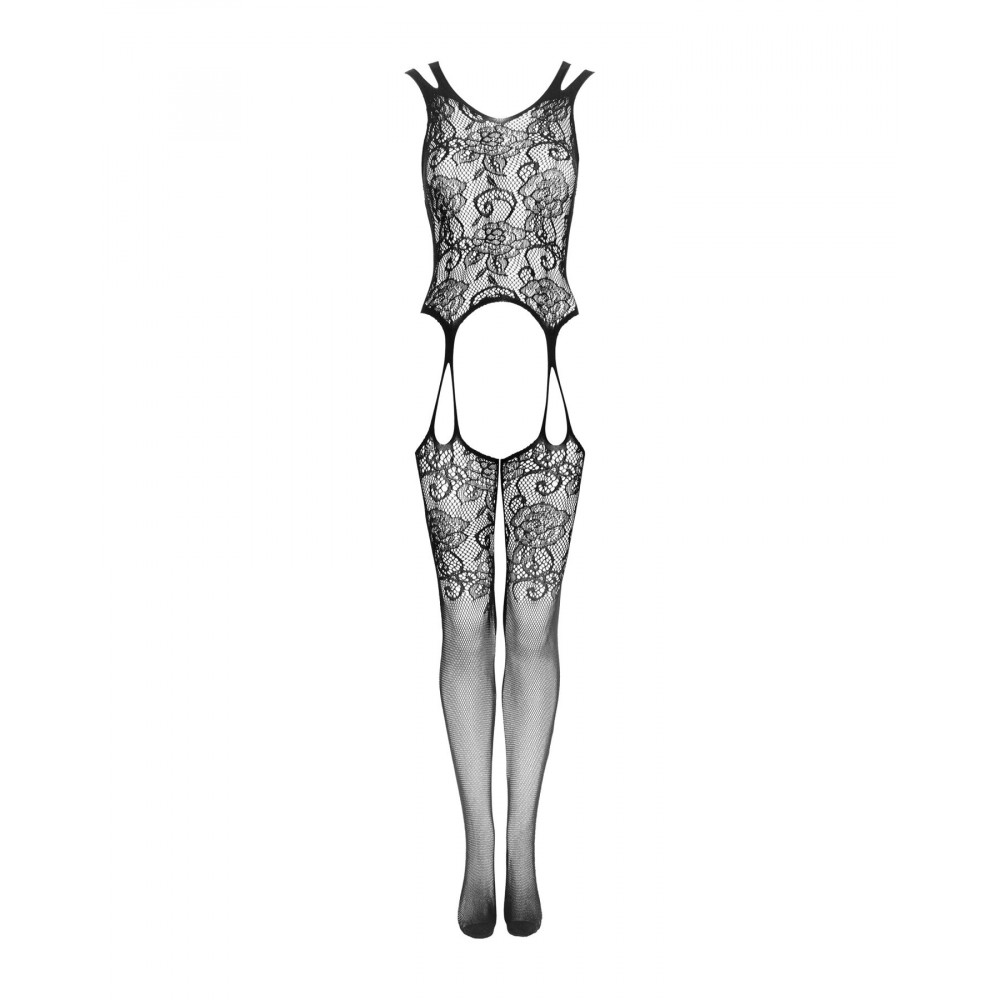 Бодистокинг - Бодистокинг Obsessive Bodystocking F237 S/M/L, растительное плетение, имитация чулок 2