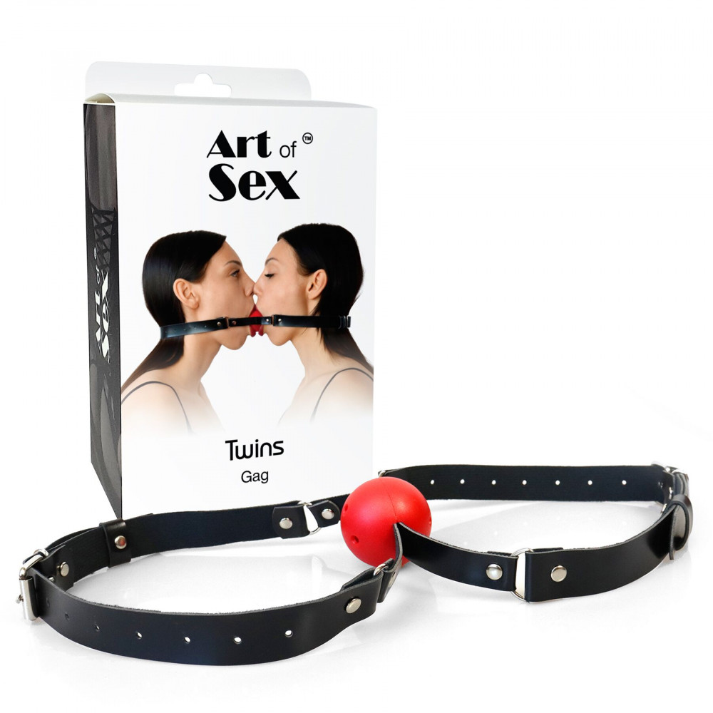 Кляп - Двойной кляп Art of Sex - Twins, натуральная кожа 2