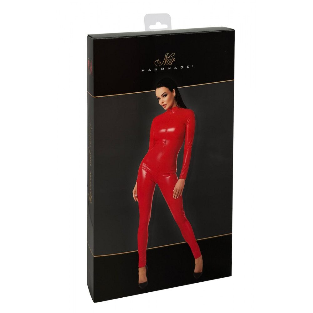 Женское эротическое белье - Комбинезон Noir Handmade F353 Red powerwetlook overall - L 6
