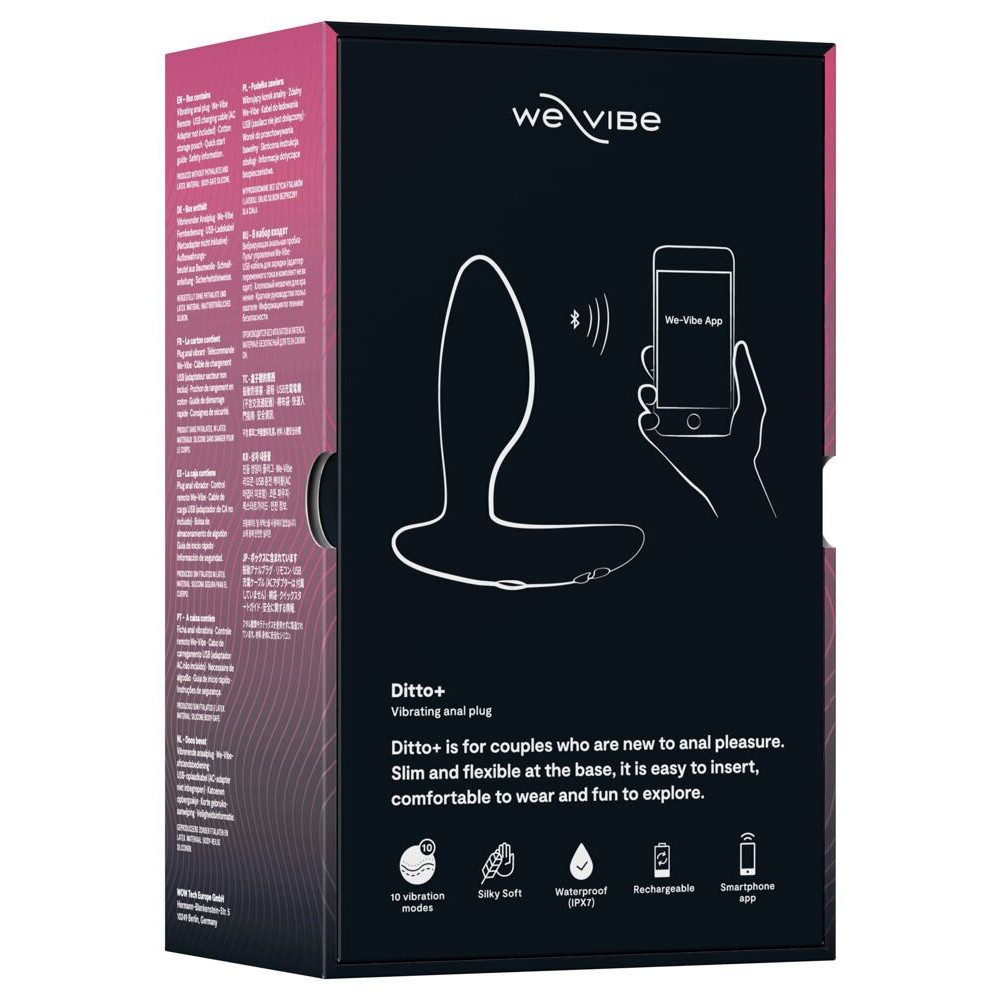  - Анальная смарт-вибропробка We-Vibe Ditto+ Satin Black с пультом ДУ 10