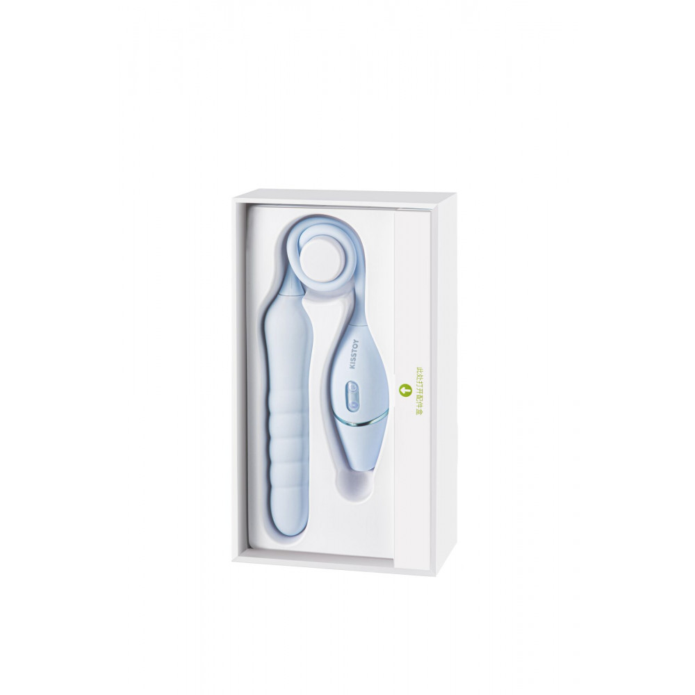 Вибраторы для пар - Пульсатор с вакуумным стимулятором KISSTOY Cathy III Light Blue 1