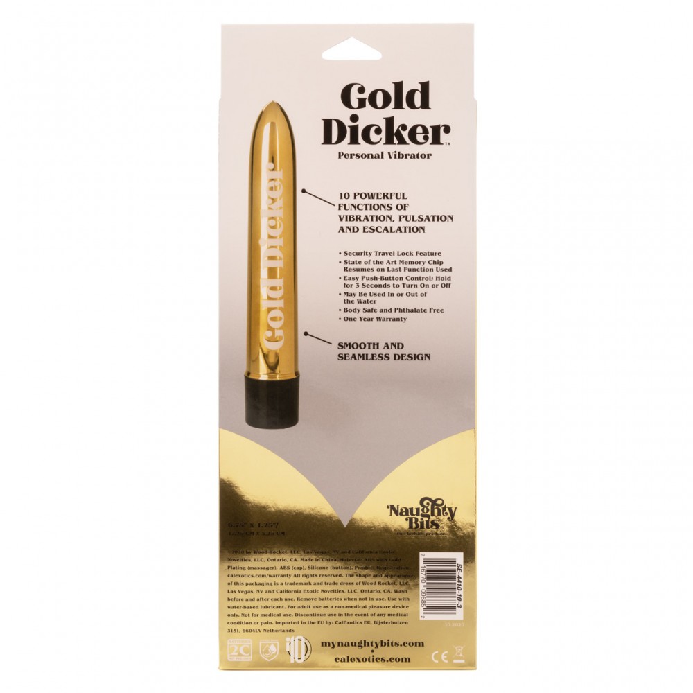 Вибратор - Вибратор Naughty Bits Gold Dicker Vibe 1