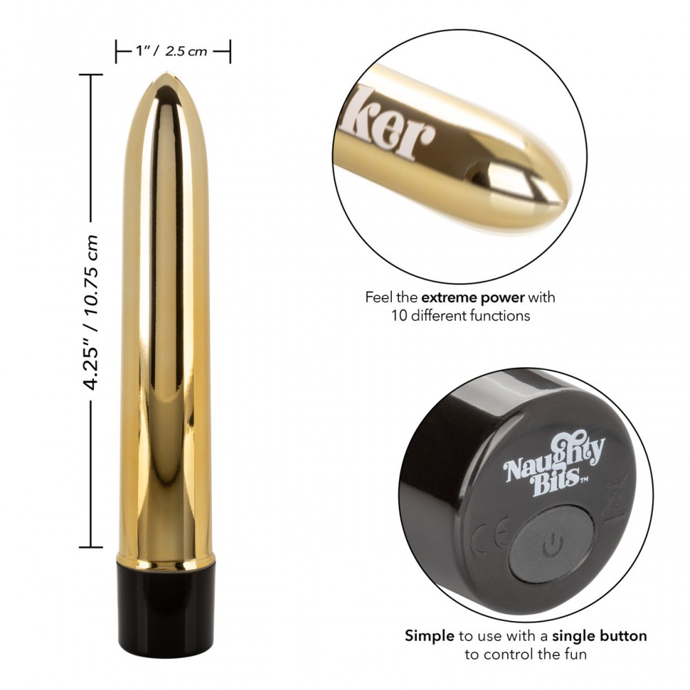 Вибратор - Вибратор Naughty Bits Gold Dicker Vibe 5