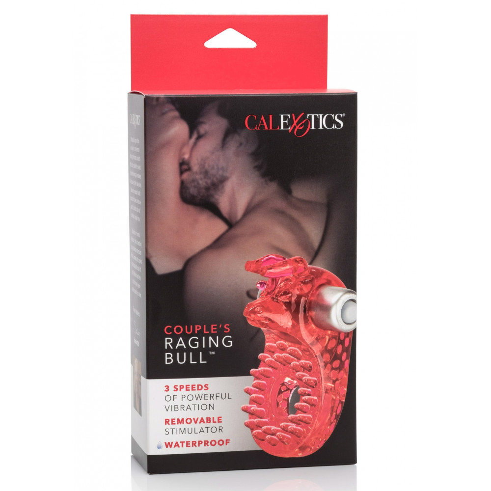Секс игрушки - Вибро-эрекционное кольцо с быком CalExotics красное, 8.2 х 5 см 1