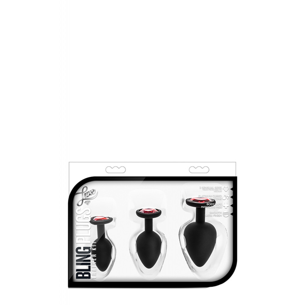 Анальная пробка со стразом - Набор анальных пробок LUXE BLING PLUGS TRAINING KIT RED GEMS 3