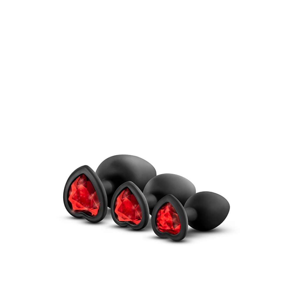 Анальная пробка со стразом - Набор анальных пробок LUXE BLING PLUGS TRAINING KIT RED GEMS