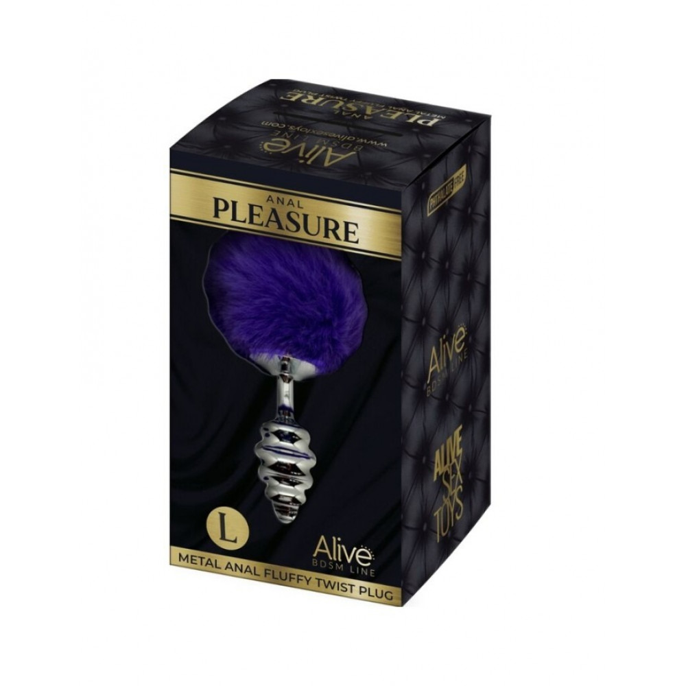 Секс игрушки - Анальная рельефная пробка Alive Anal Pleasure с темно-фиолетовым хвостом, М 5