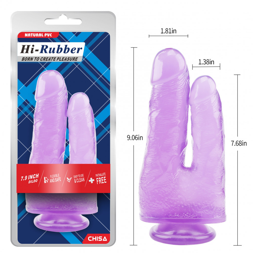 Секс игрушки - Фаллоимитатор двойной Chisa Hi-Rubberна присоске, фиолетовый 4