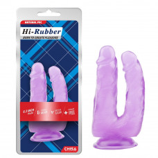 Фаллоимитатор двойной Chisa Hi-Rubberна присоске, фиолетовый