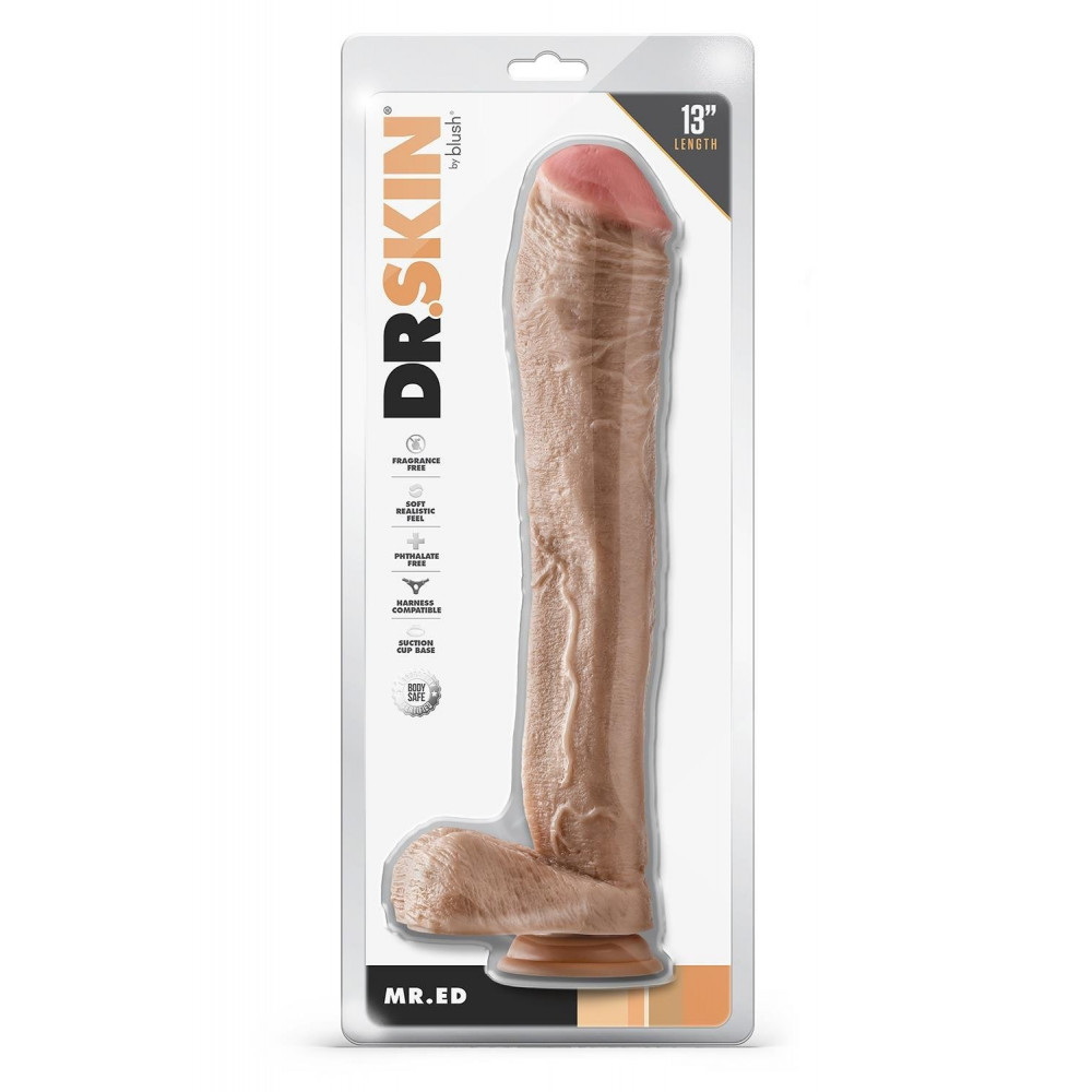 Секс игрушки - Фаллоимитатор Гигант реалистичный Blush Dr. Skin Mr. Ed с яичками, бежевый 2