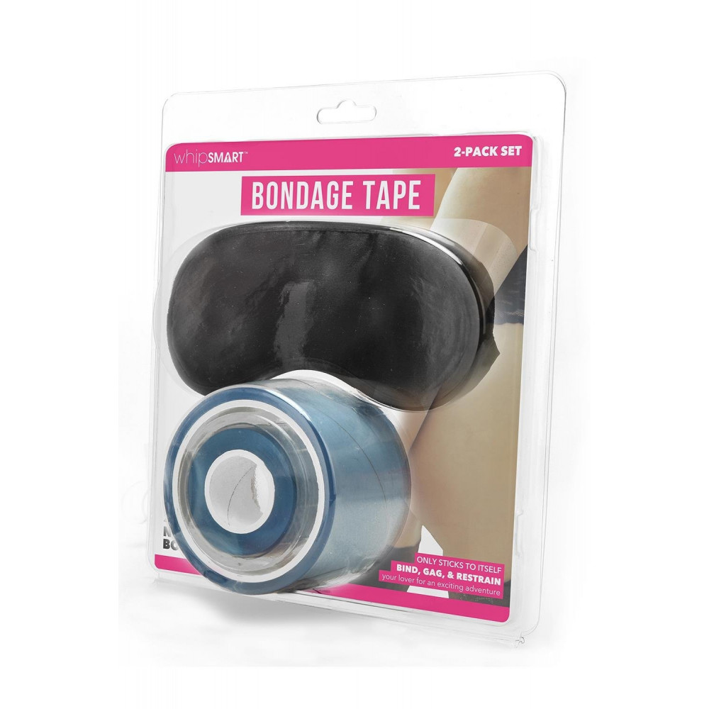БДСМ игрушки - Набор БДСМ WhipSmart Bondage Tape лента для бондажа прозрачная с черной маской для глаз 3