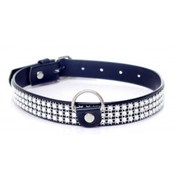 Ошейник из искуственной кожи с кристаллами Fetish Boss Series - Collar with crystals Silver, BS3300099