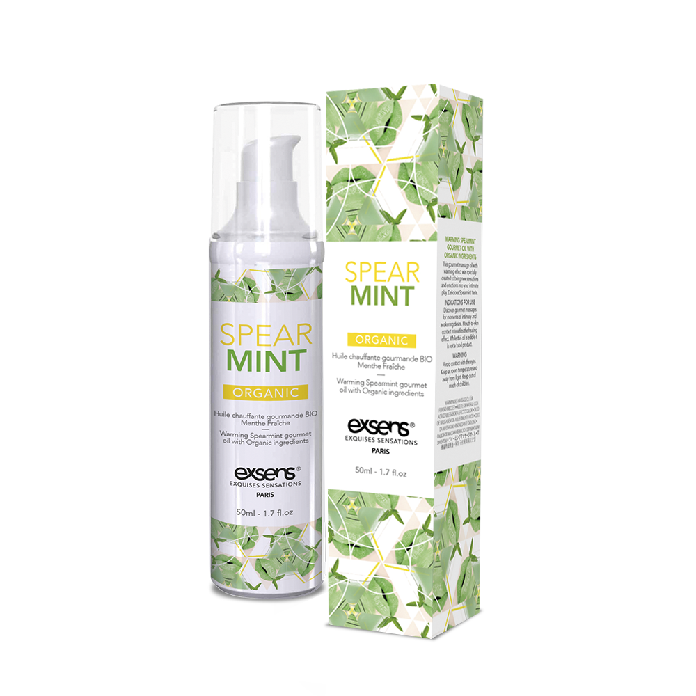 Массажные масла - Массажное масло EXSENS Organic Spear Mint 50мл разогревающее, без сахара, без парабенов, съедобное