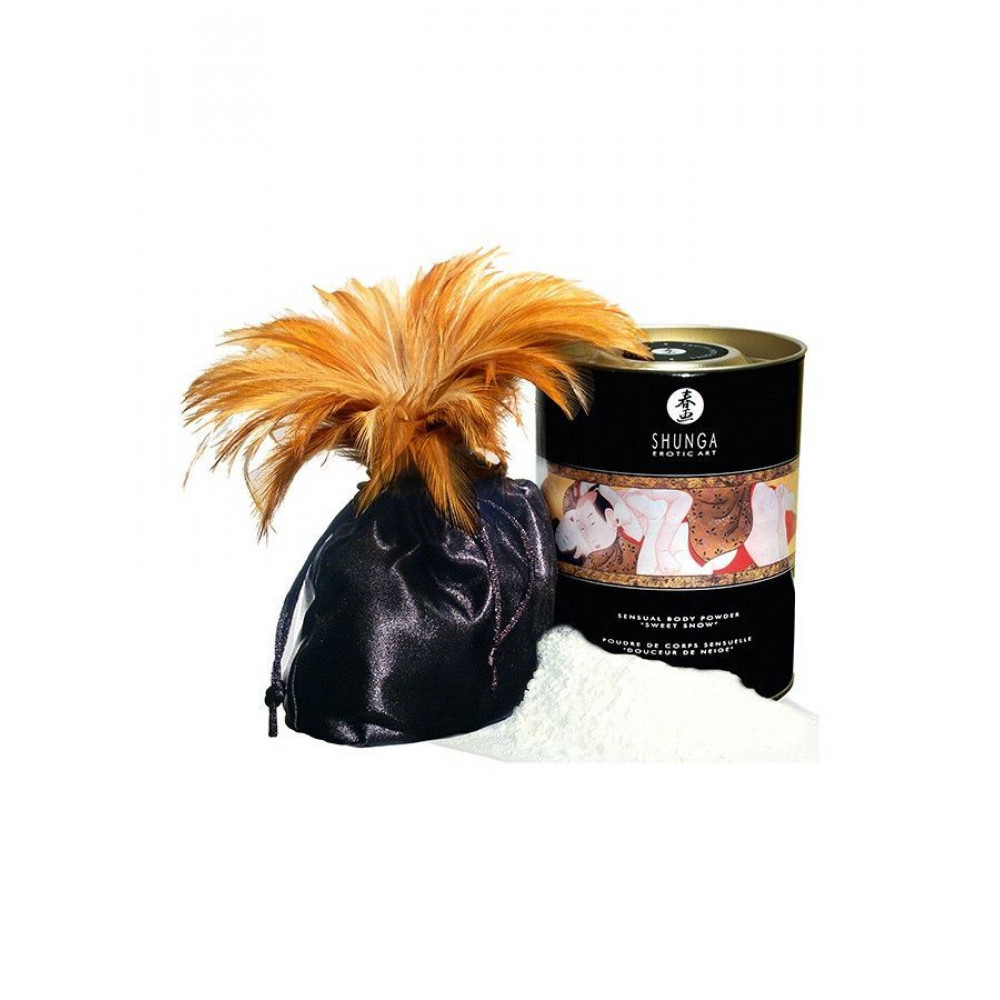 Интимная косметика - Вкусная пудра для оральных ласк Shunga Sweet Snow Body Powder - Raspberry feeling (228 грамм)