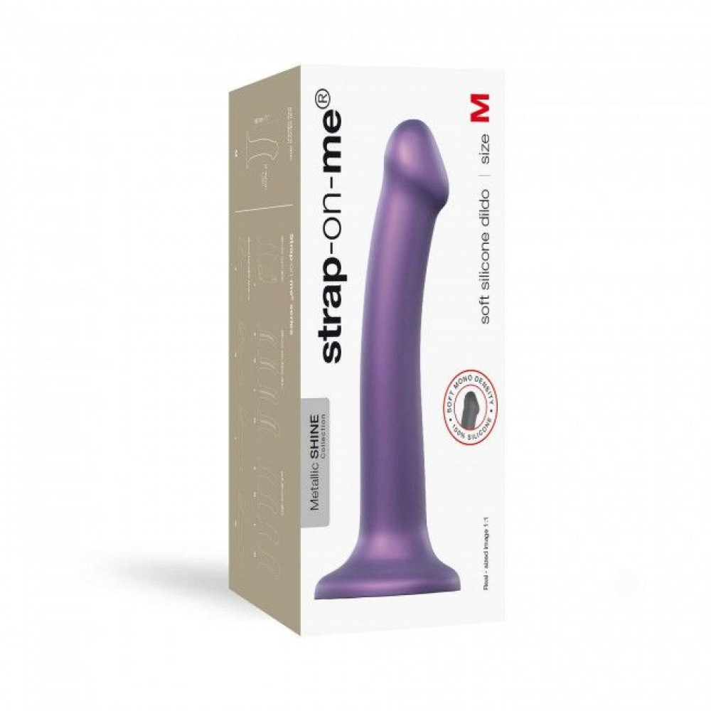 Страпон - Насадка для страпона Strap-On-Me Mono Density Dildo Violet M, диам. 3,3см, однослойный силикон, гибк 2