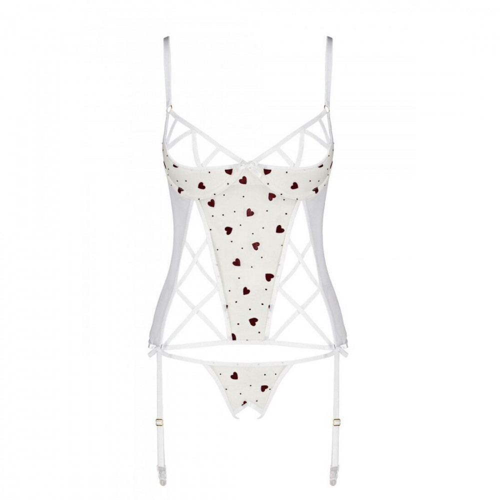 Эротические корсеты - Корсет с подвязками + стринги LOVELIA CORSET white S/M - Passion 3