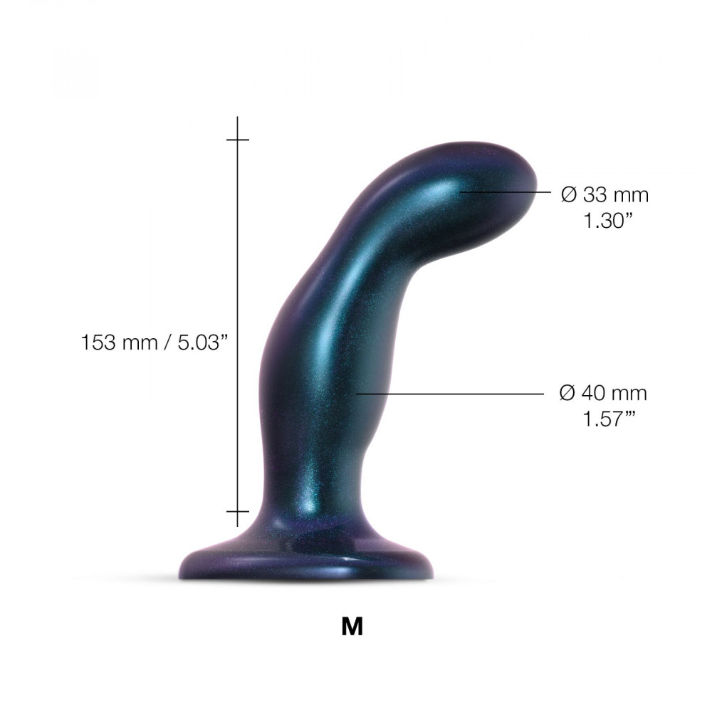 Страпон - Дилдо Strap-On-Me DILDO PLUG SNAKY METALLIC BLUE, размер M, диаметр 4 см, вводимая длина 15,3 см 5