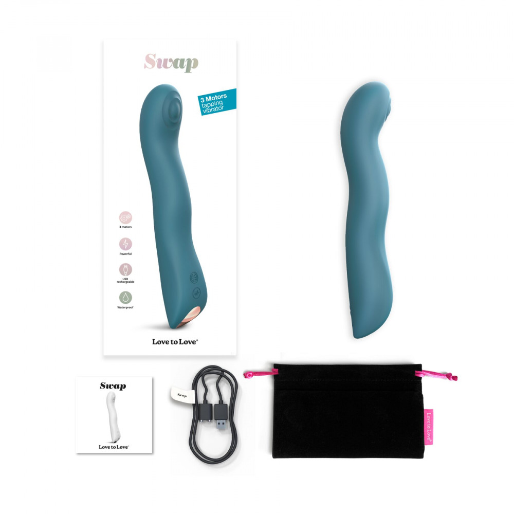 Стимулятор точки G - Вибратор Love To Love SWAP - TEAL ME, с пульсирующей жемчужиной для точки G, 3 мотора, гнется 1
