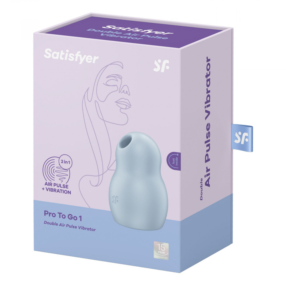 Вибраторы вакуумные - Вакуумный стимулятор с вибрацией Satisfyer Pro To Go 1 Blue 1