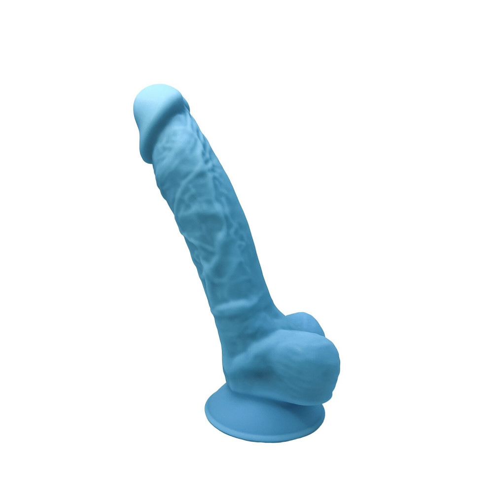 Фаллоимитаторы на присоске, двойные - Фаллоимитатор SilexD Johnny Blue (MODEL 1 size 7in), двухслойный, силикон+Silexpan, диаметр 3,8 см