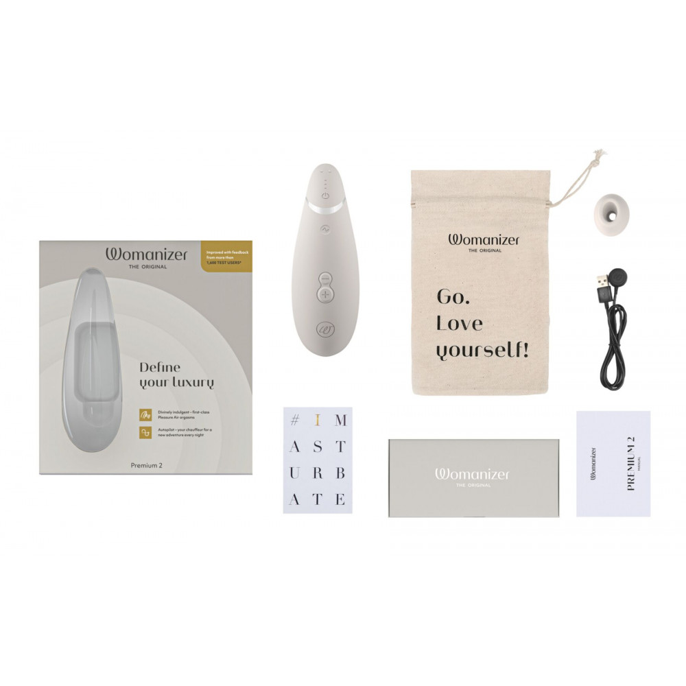 Вибраторы вакуумные - Вакуумный клиторальный стимулятор Womanizer Premium 2 - Grey, функции Autopilot и Smart Silence 4