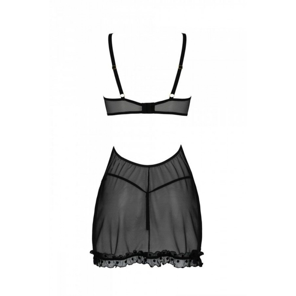 Эротические пеньюары и сорочки - Пеньюар MARINA CHEMISE black S/M - Passion 3