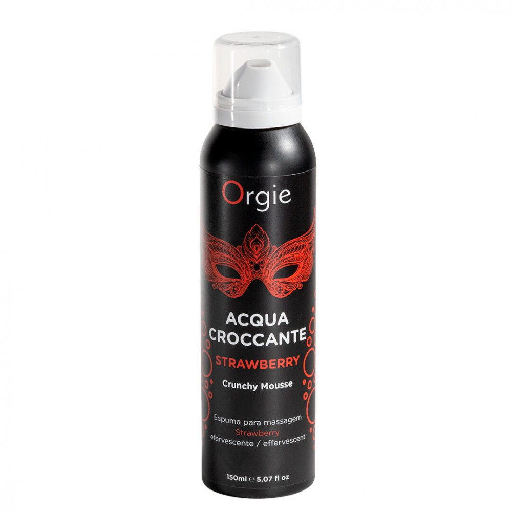 Массажные масла и свечи - Массажная пенка Orgie – Acqua Croccante Strawberry (150 мл), эффект лопающихся пузырьков